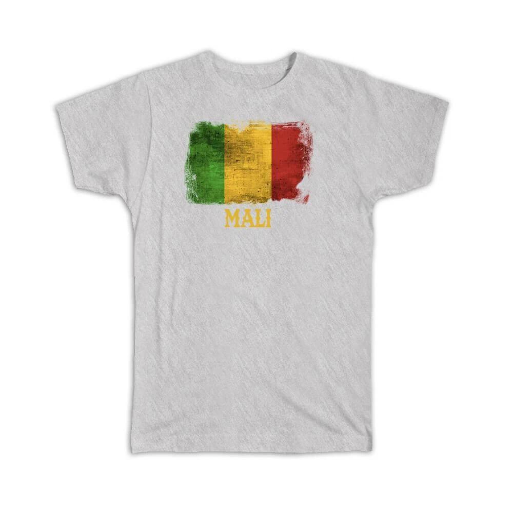 Gift T-Shirt : Mali Malian Flag Distressed Art Africa Proud African Country S