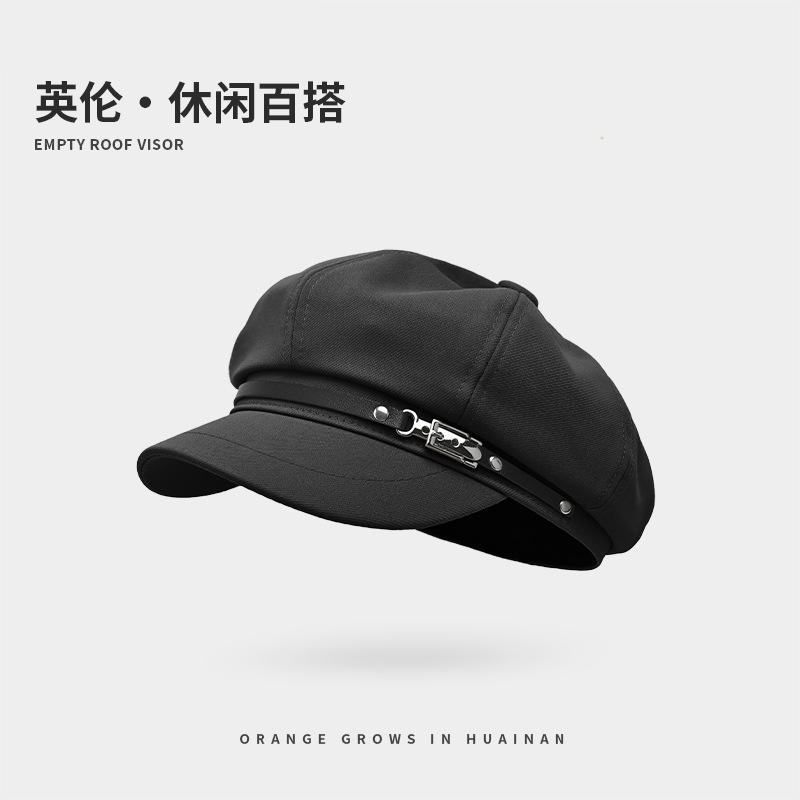 Herbst und Winter achteckige Mütze Damen Baskenmütze hochwertige Kappe Malermütze schwarz Schiebermütze Herren