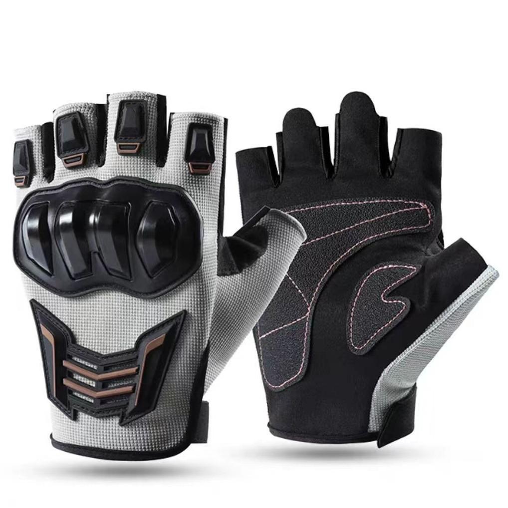 Antislip Breathable Lightweight Goatskin Tactical Half-Finger Unisex Motorcycle Riding Winter Sun-protective Shock-proof Daily
