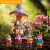 2D Flat 5-piece Fairy Gnome and Dream Mushroom House Acrylic Garden Decoration, Suitable for Gardens, Lawns, Potted Gardens, Perfect Holiday Gifts