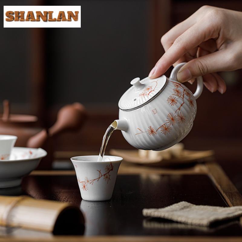 150ml Plant Ash Hand-painted Pine Teapot Antique Tea Infuser Pot Tea Maker Kettle With Ball Hole Chinese Tea Teaware Collection