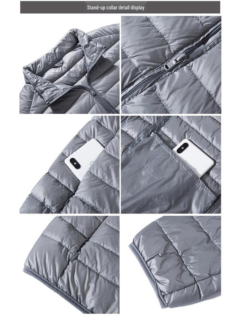 Herren Leichte Ultradünne Daunenjacke im Kurzschnitt für Herbst/Winter - Lässig, Große Größe, Mittelalt & Jung