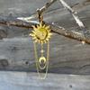 Bohemian Retro Gold Abstract Human Face Sun Moon Pendant Tassel Chain Dangle Earrings for Women Stainless Steel Trendy Jewelry