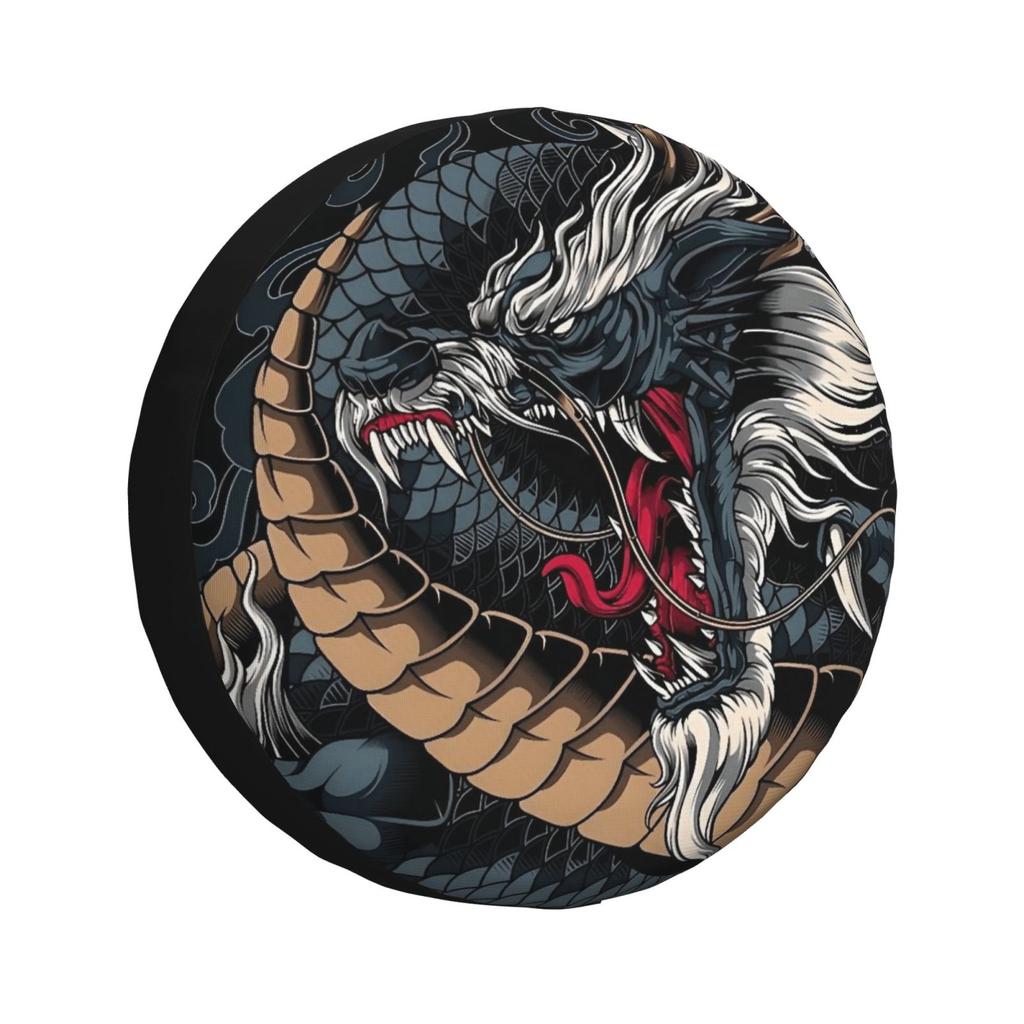 China Dragon Print Pattern Spare Tire Cover Universal 4x4 SUV Wheel Protection Cover 14 15 16 17 Inch Auto Parts