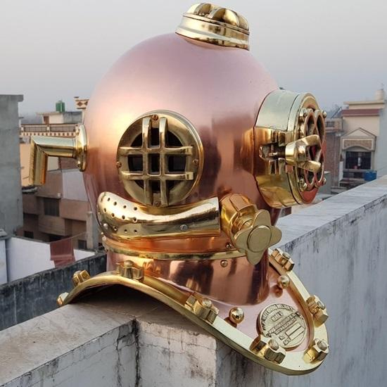 Boston Scuba Diving Helmet  US Navy Mark V Deep Sea Diving Divers Helmet  Copper Brass Diving Helmet