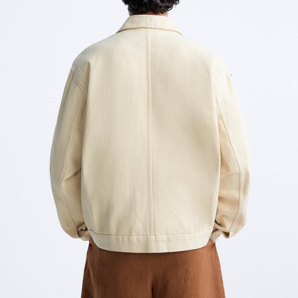 Zara Patchwork Outdoor Collar Long Sleeve Jacket Men Jackets White 0881310-250