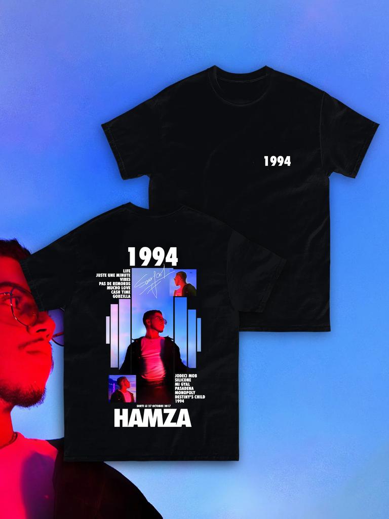 Rapper HAMZA 1994 Tour Album 2025 Graphic T Shirts Unisexs Retro Fashion Cotton Short Sleeve Tshirt Hip Hop ONeck Clothing Tees
