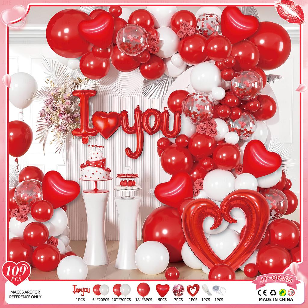 Valentine'S Day Balloon Set Proposal Confession Background Wall Balloon Arch Birthday Party Balloon Decoration Arrangement