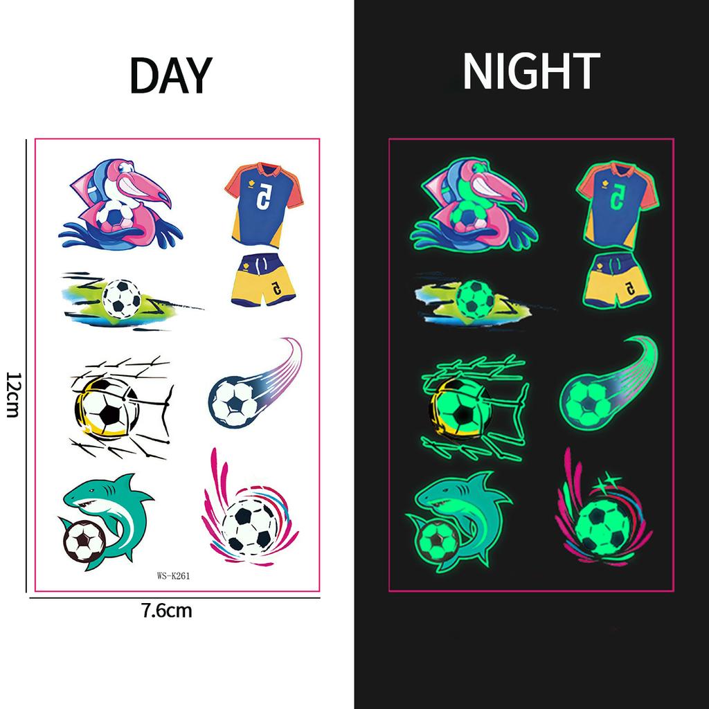 Sports Theme Tattoo Sticker Football Game Fans Luminous Temporary Tattoo Stickers Waterproof Party Makeup Face Stickers