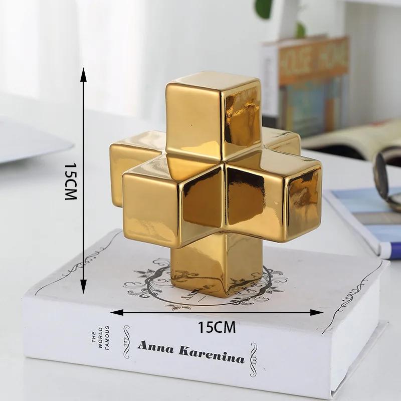 DXUIALOI Nordyckie proste galwanizowane klocki ceramiczna dekoracja prosta geometryczna dekoracja domu salonu biurka