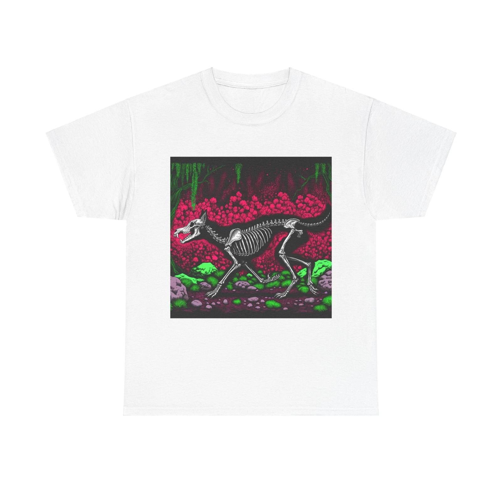 Unisex Adult T Shirt Skeletal Wolf Dark Environment Grunge Style XL