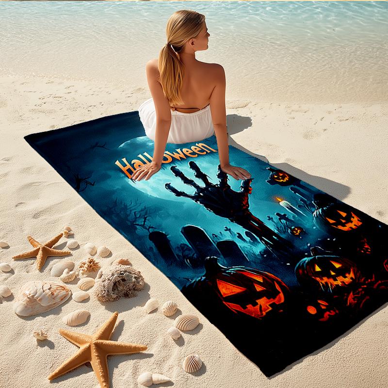 1Pc Spooky Halloween Night Beach Towel Quick Dry Multiuse For Beach Pool Gym Yoga Home Travel Christmas Halloween Xmas Gift G125