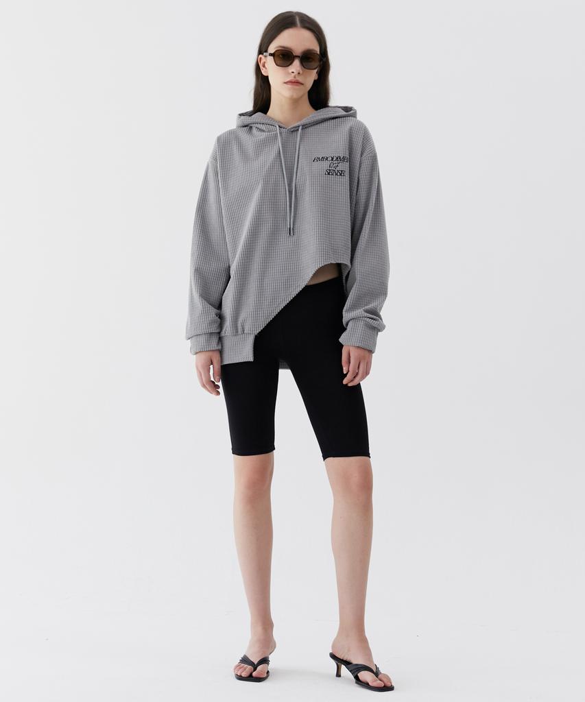 Unisex Cut-Out Square Embossed Hoodie_Gray