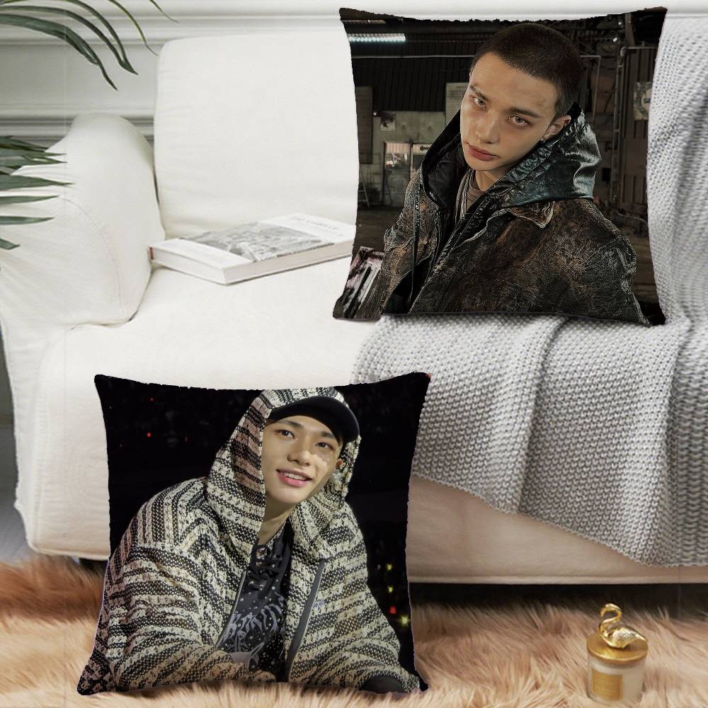 H-Hot KPOP Idol H-Hyunjin Pillow Case Home Decor Throw For Sofa Bed Car Room Decor Gift Idea