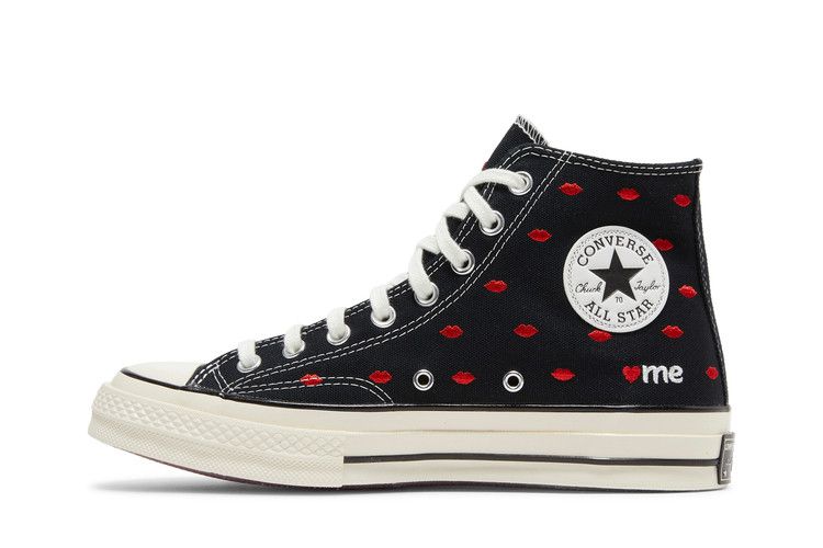 Men's Sneakers Converse Chuck Taylor All Star 70 Hi Embroidered Lips Black Black/University Red/Egret