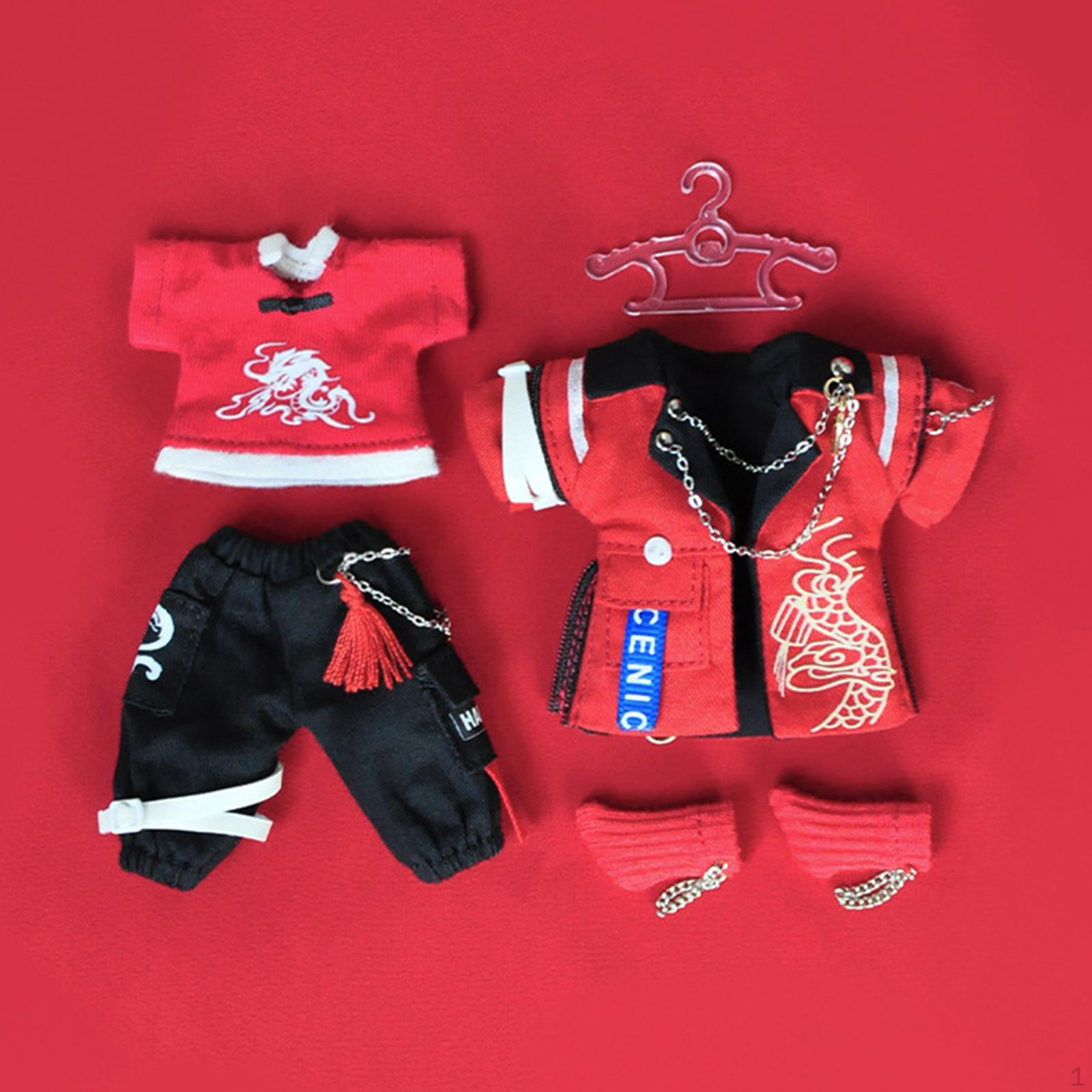 

Doll Year Red Clothes Set Costume Accessory Role Playing Pretend Play DIY Clothing for ob11 boys