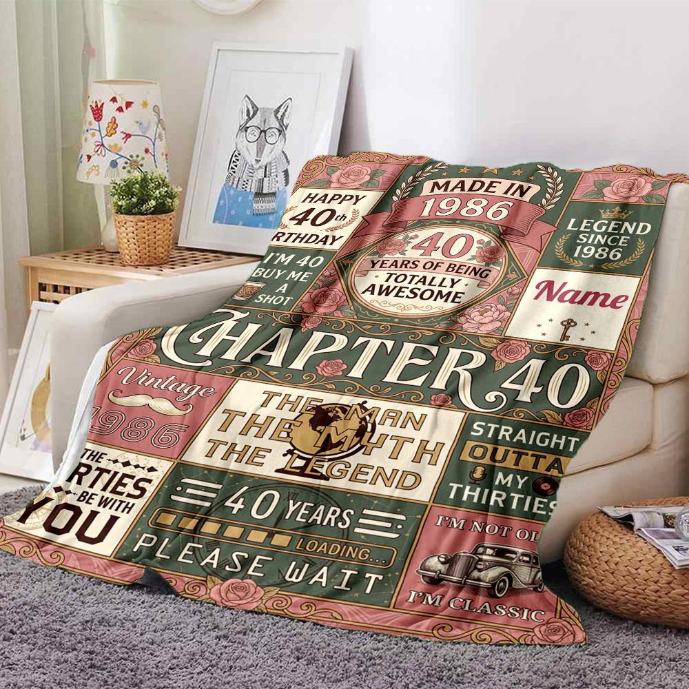 Chapter 40 Milestone Celebration Customize Your Name Blanket Soft Cozy Perfect For Sofa Couch Office Bed Picnics Ideal For All Seasons Modern Style