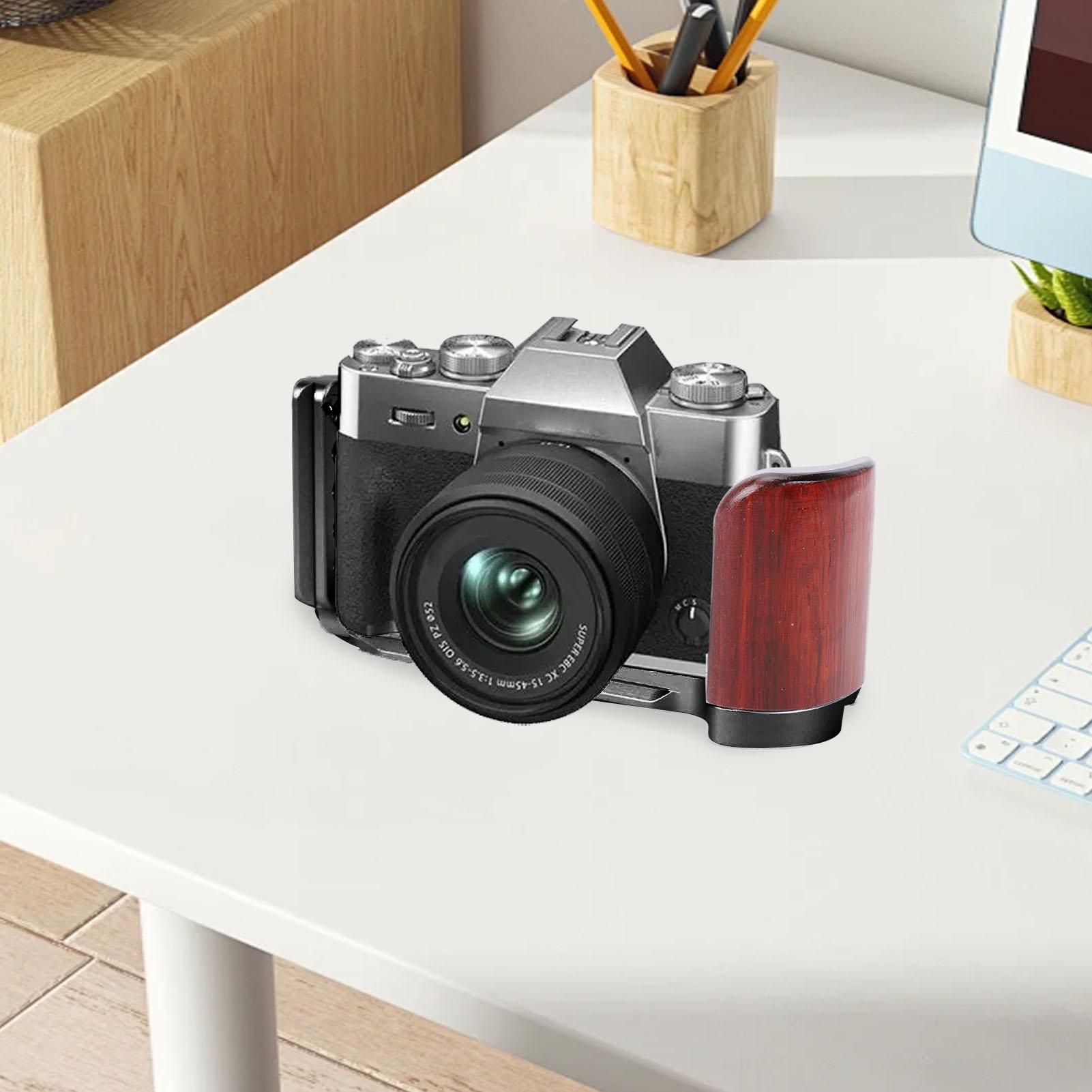 Igeteck L Shape Handgrip Fit For Xt30 Xt30ii Xt10 Xt20 Camera Aluminum Alloy L Shape Grip With Wooden Handle Quick Release Plate