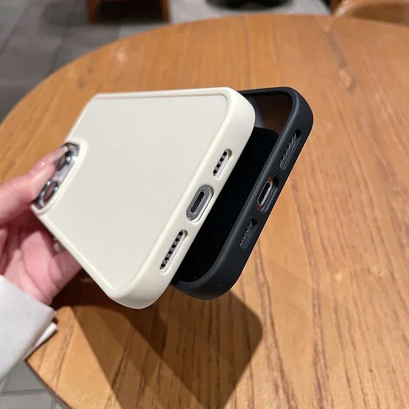 Luxury Plating Solid Color Phone Case For iPhone 16 15 Pro Max 14 13 12 11 Pro X XS XR 7 8 Plus SE 2 Shockproof Silicone Cover