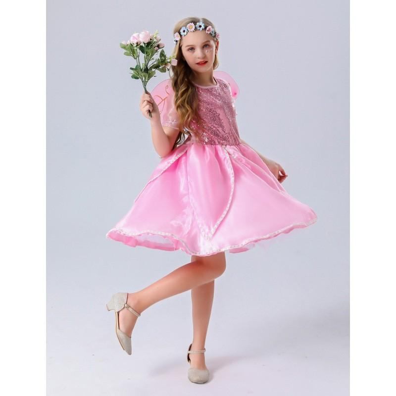 Charming Kids Fairy Dress In Magical Colors Perfect For Halloween And Stage Events