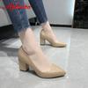 Fashion Aphixta Pointed Toe Shoes Women Pumps 7.5cm Career Square Heels Bling Fashion Work Office Party Shoes Super Big Size 49 50