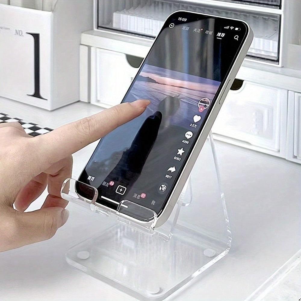 Minimalist Gooseneck Phone Mount 1pc Simple Style Transparent Desktop Phone And Tablet St Thick Stand Suitable For Dormitories Home Offices