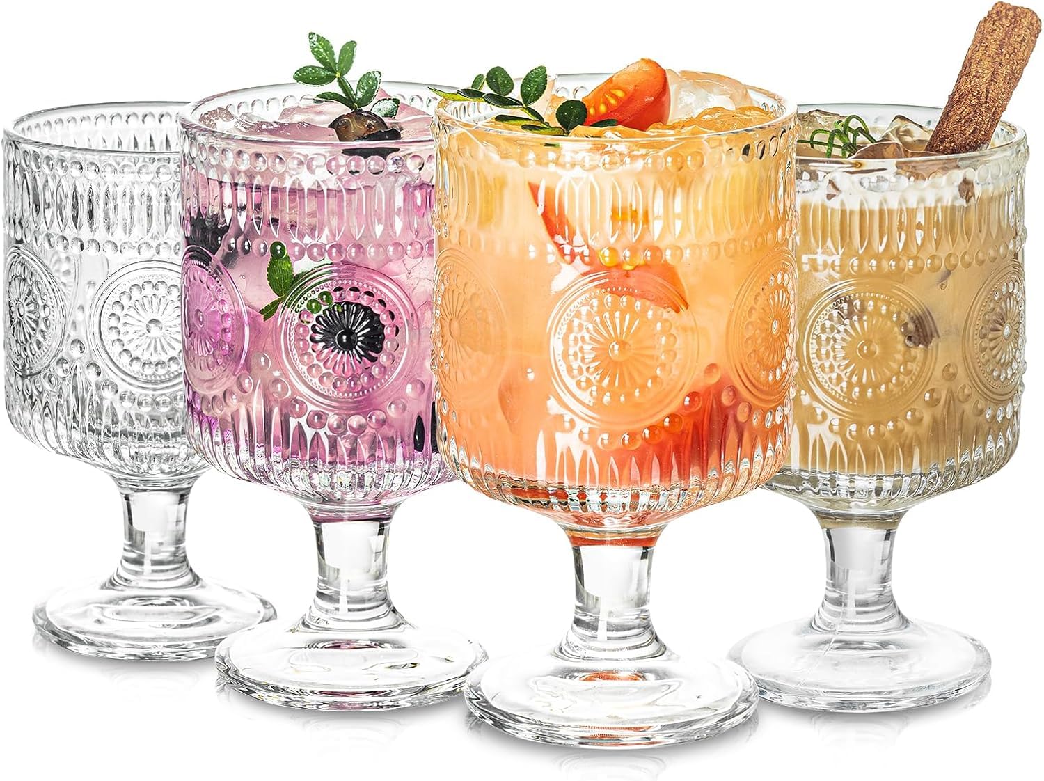 

Morning Place Vintage European Goblets, Classic Style, Perfect Gift for Tequila, Espresso, or Parties (Set of 4)