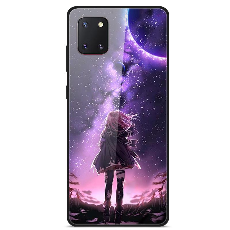 For Coque Samsung Note 10 Lite Case Tempered Glass Planet Space Cover for Samsung Galaxy Note10 Lite Case S10 Lite Glass Case
