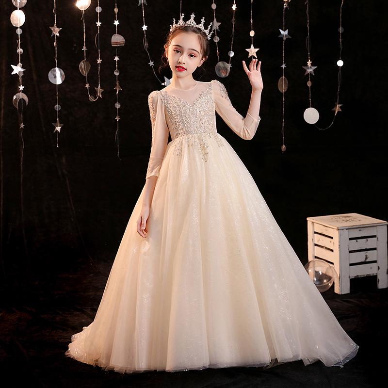 Children’s Puffy Tulle Flower Girl Princess Dress for Evening & Piano Performance