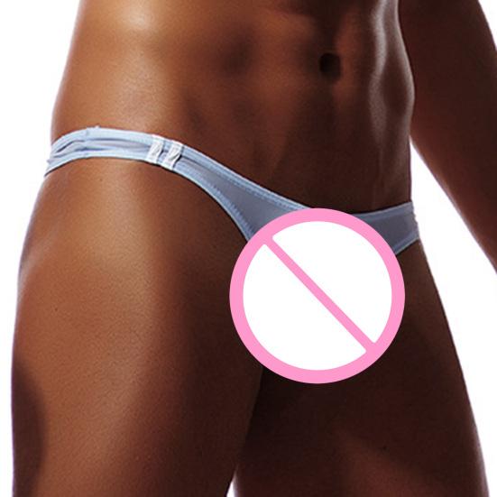Breathable Seamless Ice Silk Men Briefs U Convex Low Waist Thong for Inside Wear