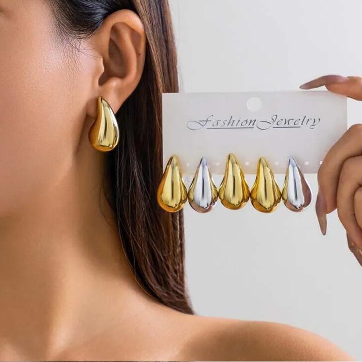 Women's Fashion All-in-one Earrings Large Water Drop Earrings, Teardrop Stud Earrings, European and American Fashionable Earrings