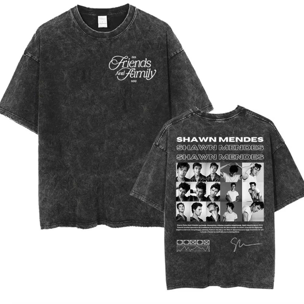 Rapper Shawn Mendes Tour Album Vintage Washed T-Shirt Herren Hip Hop Oversized T-Shirt Mode Hohe Qualität Baumwolle T-Shirts