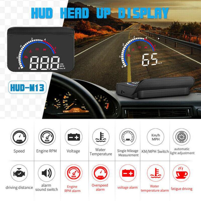 OBD HUD M13 automobilový head-up displej Auto Electronics Hud čelní sklo Projektor Rychlost teploty vody
