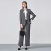Toluoman Women's Grey Relaxed Fit Suit & Wide-Leg Pants Set