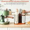 3-in-1 Coffee Cup Lid Holder Wooden Base Cup Dispenser Rack Paper Cup Dispenser  Office Kitchen Use