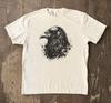 Vintage Raven T-Shirt, Linocut Woodcut Engraving Style Tee, Gothic Crow Ink, Dark Aesthetic Bird Graphic, Moody Raven Art Gift