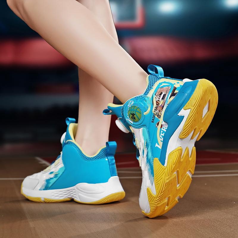 31-40 Dziecięce Duże Rozmiary Antypoślizgowe Odporne na Zużycie Modne Wysokie Buty do Koszykówki Trend Sportowy Buty Dziecięce
