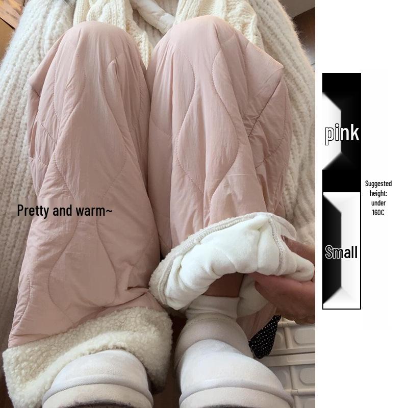 Women's Blue Northeast Fleece-lined Wide-leg Cotton Pants for Autumn/Winter - Windproof, Coldproof Ski Wear