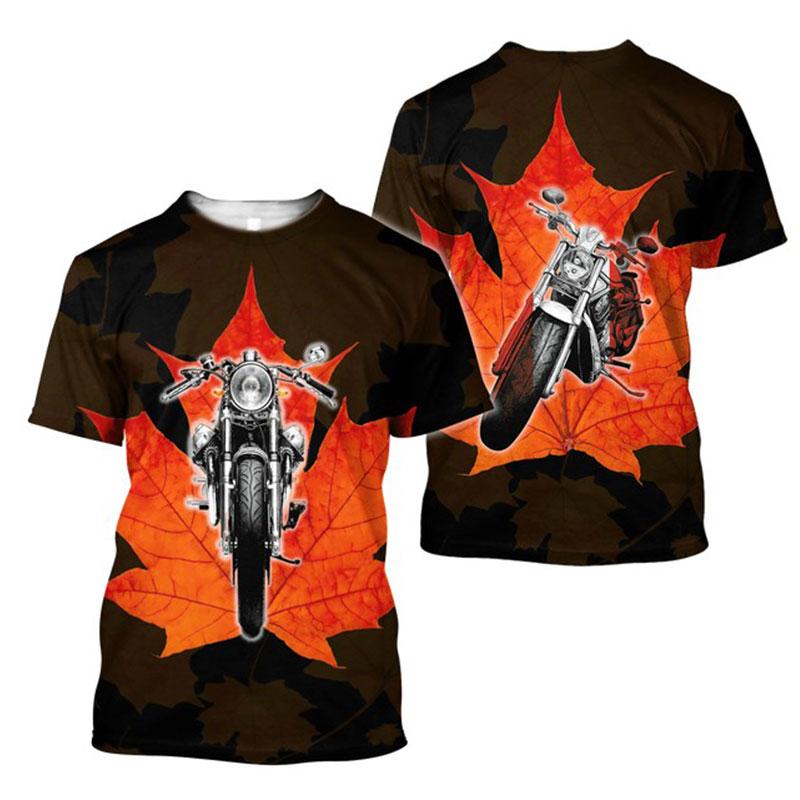 Kanadská vlajka Národní znak Tištěný vzor javorového listu Harajuku Pánská Dámská Móda Street Crew-neck Tričko s krátkým rukávem