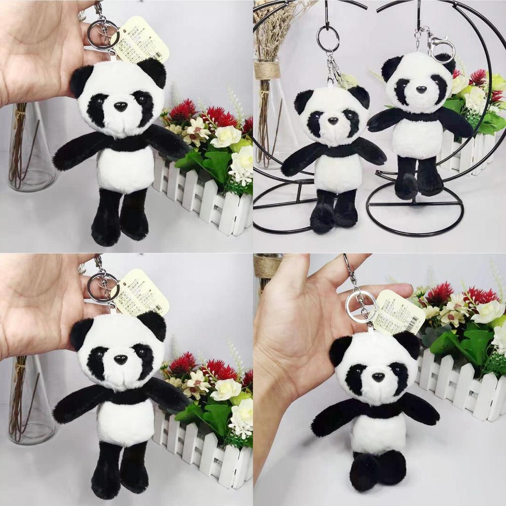Sweet Panda Plush Doll Keyring Ultra Soft Short Fur Cute Keychain For Kids
