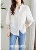 short floral large openwork [PH.YZBBDPG] Shirt, blouse, top, sleeve, V-neck, plain, embroidery, pattern, size, feminine, women's, knit, slimming,