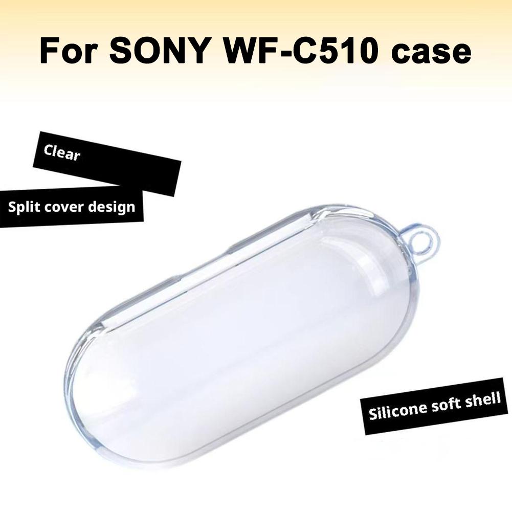 Transparent Case For Sony WF-C510 Case Cover Clear with Earbuds Case Protective Carabiner TPU S U8E1