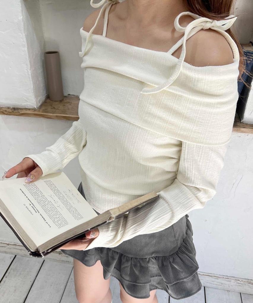 WEGO PHILLY Ribbon Size White Ivory Off-the-Shoulder Top, Women's, F,