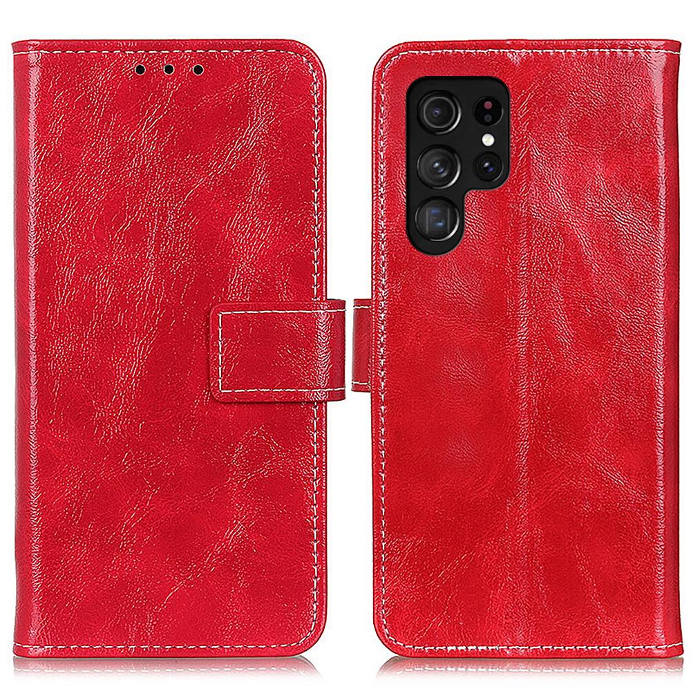 For Samsung Galaxy S25 Ultra Case Crazy Horse Texture Leather Phone Wallet Cover