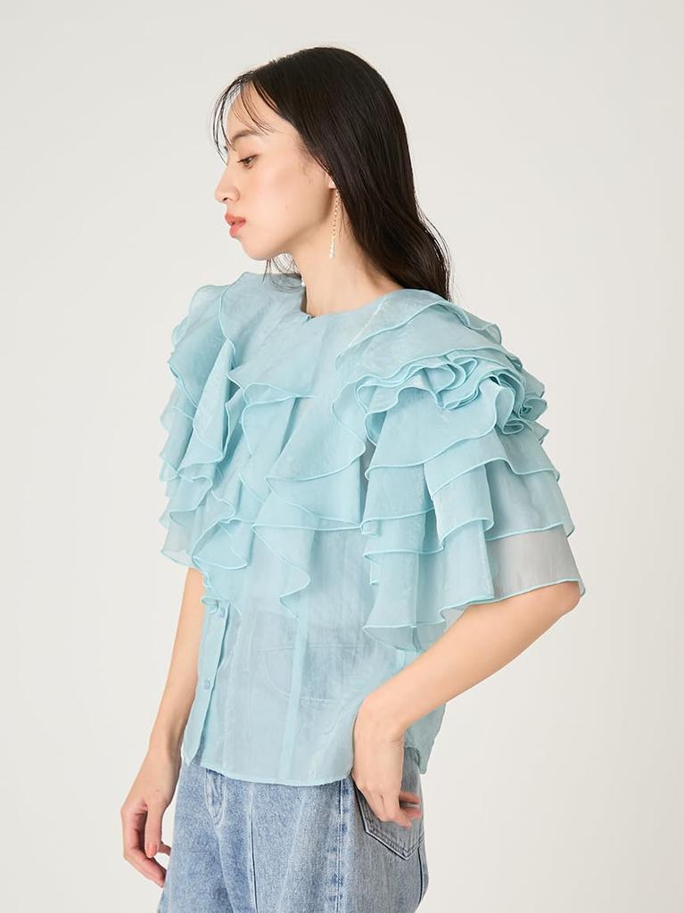 [FRAY I.D] 2-way Flower Sleeve Frill Blouse FWFB261096 Women's BLU Free Size
