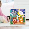 Wooden Animal Puzzle with 4 Animals Recognition Montessori Fine Motor Skill Shape