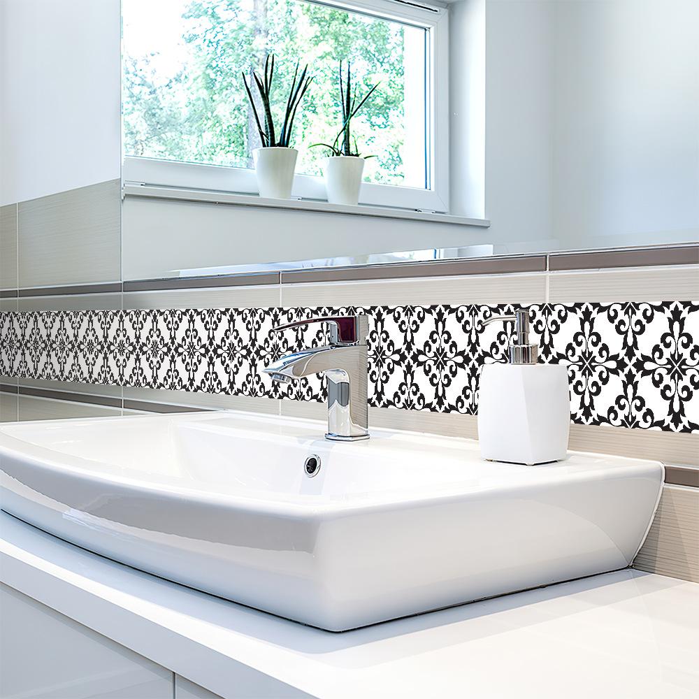 Creative Retro Patterned Waistline Stickers for Bedroom Living Room Entrance Hall Home Wall Decoration