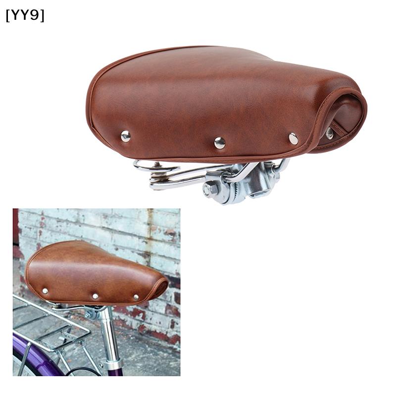 Vintage Retro Bicycle PU Leather  Seat, Comfortable Spring Bike Seat for Classic Bike[YY9]
