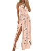 2026 New European and American Style Diagonal Shoulder Printing High Split Long Dress Women's Summer Vacation Sexy Dress