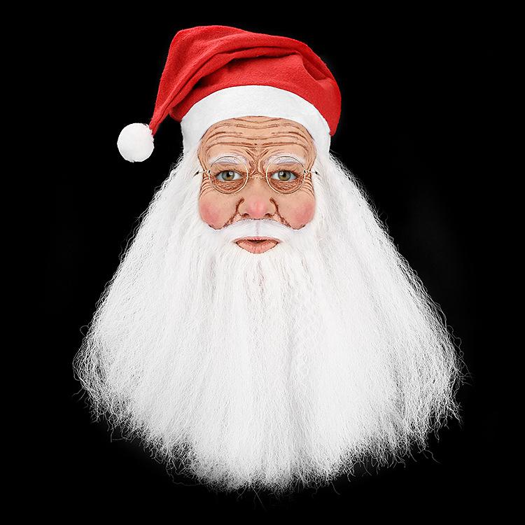 Halloween-Maske, Latex-Kopfbedeckung, Latex-Kopfbedeckung im Weihnachtsmann-Stil, Maske eines alten Mannes mit weißem Bart, Weihnachtsfeier